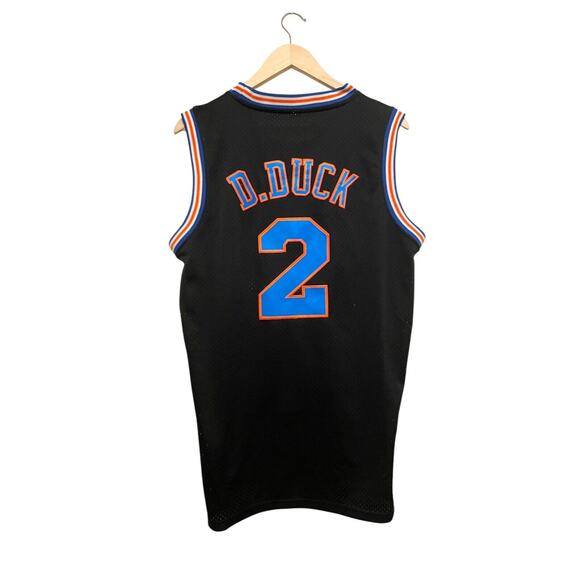 Space Jam Tune Squad Donald‎ Duck Mesh Jersey Men Size Medium Black Embroidered - Picture 2 of 5